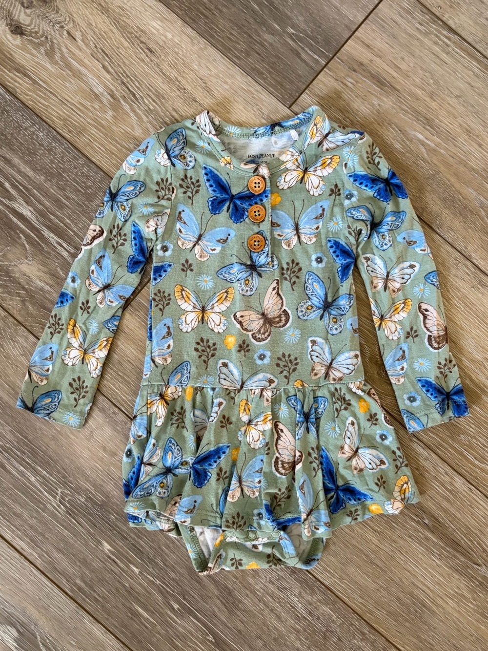 Posh Peanut Baby Bamboo Butterfly Ruffle Dress Bodysuit